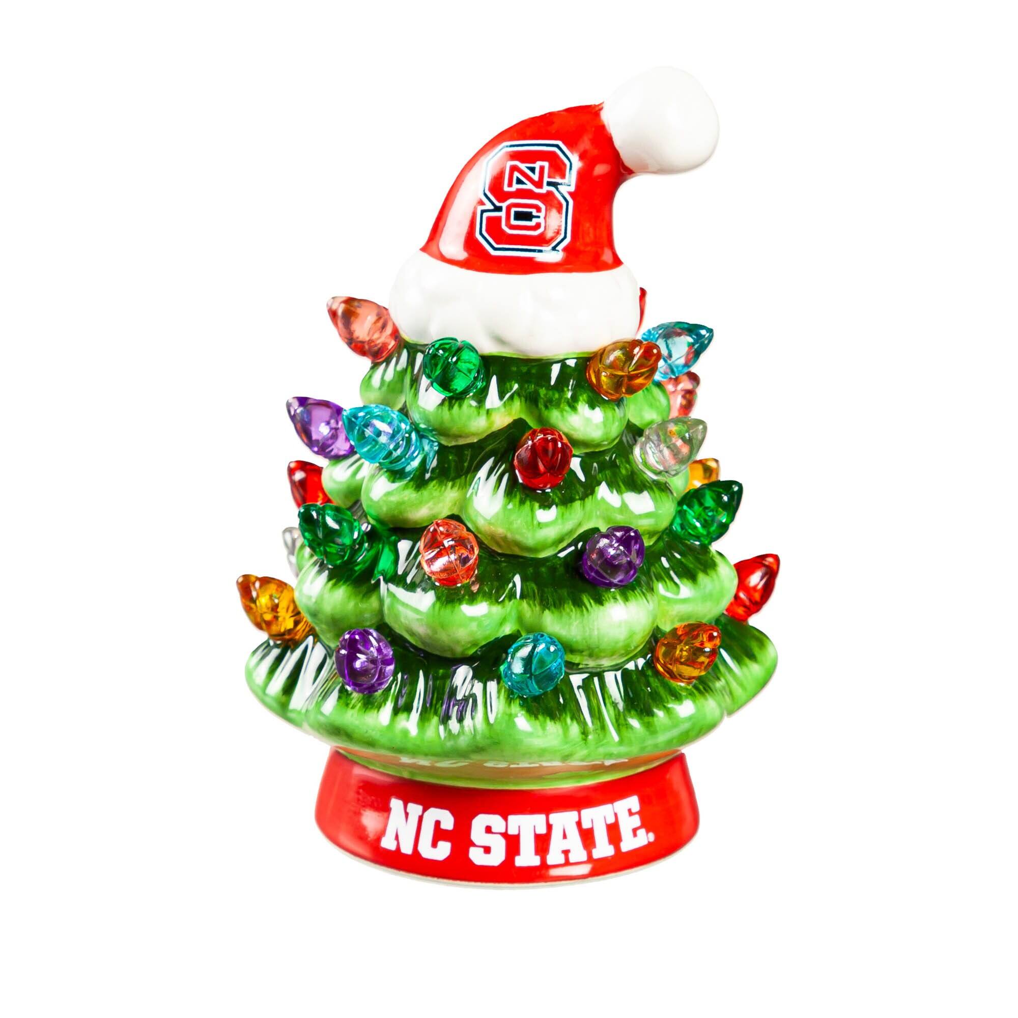 Alt View 1. Evergreen Enterprises - NC State Wolfpack 2-Pack 4" Ceramic LED Christmas Tree Set - Multicolor.