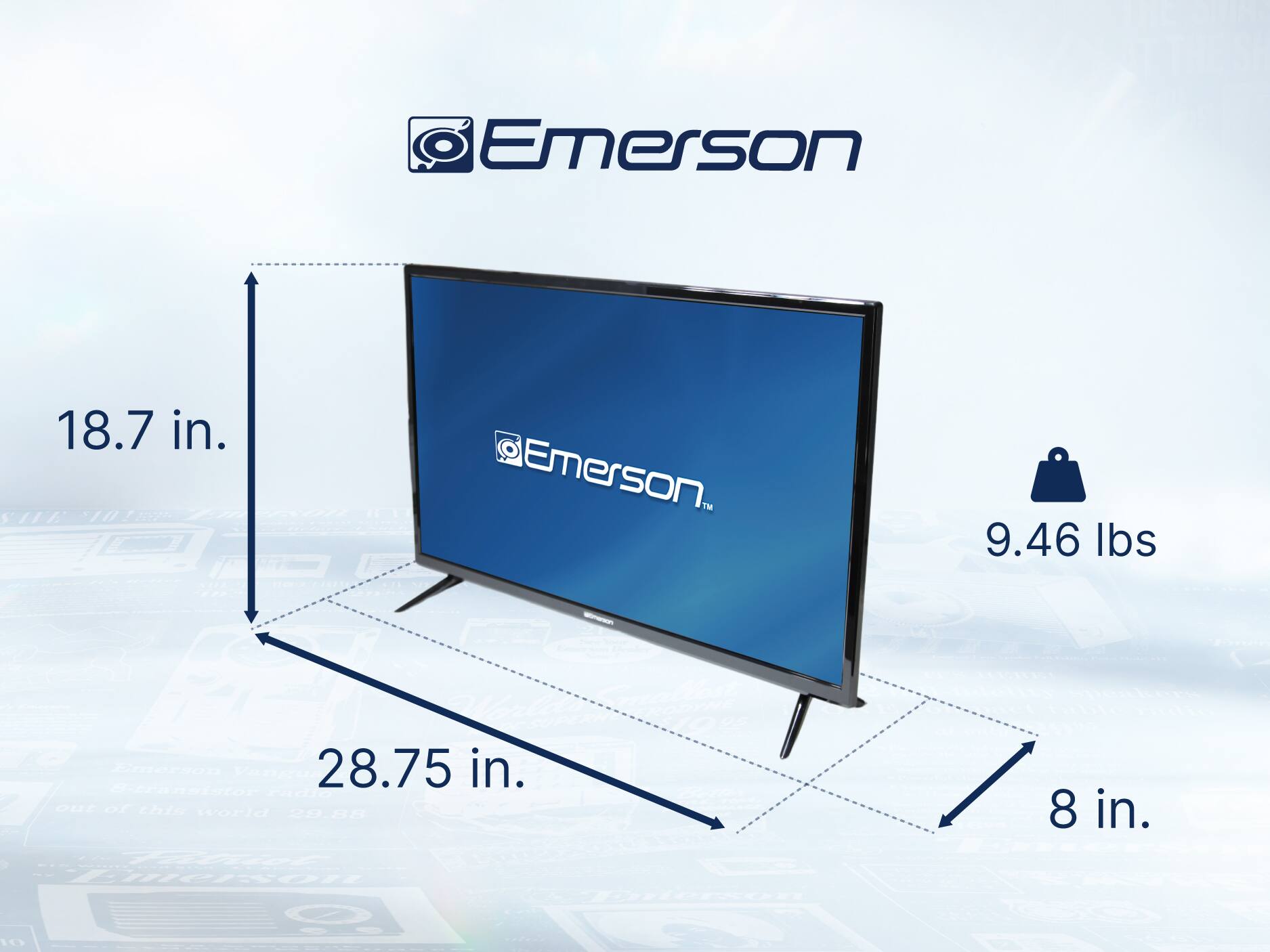 Emerson 18.7 in. 28.75 in. 8 in. Emerson IM 9.46 lbs