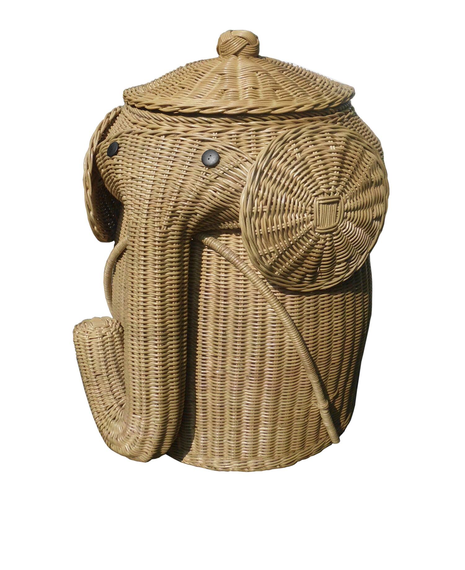 Dart - Elephant Rattan Hamper - Brown