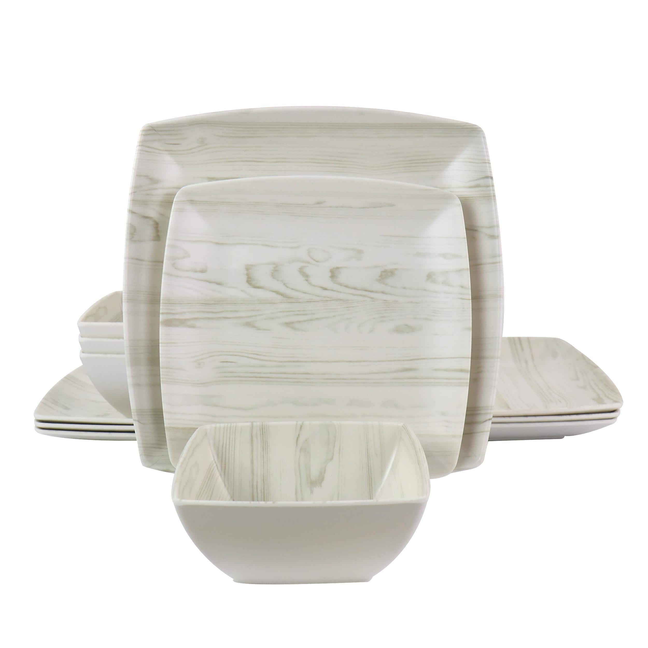 Gibson - Home Woodgrain 12 Piece Melamine Dinnerware Set - White price history on PriceWatchPro