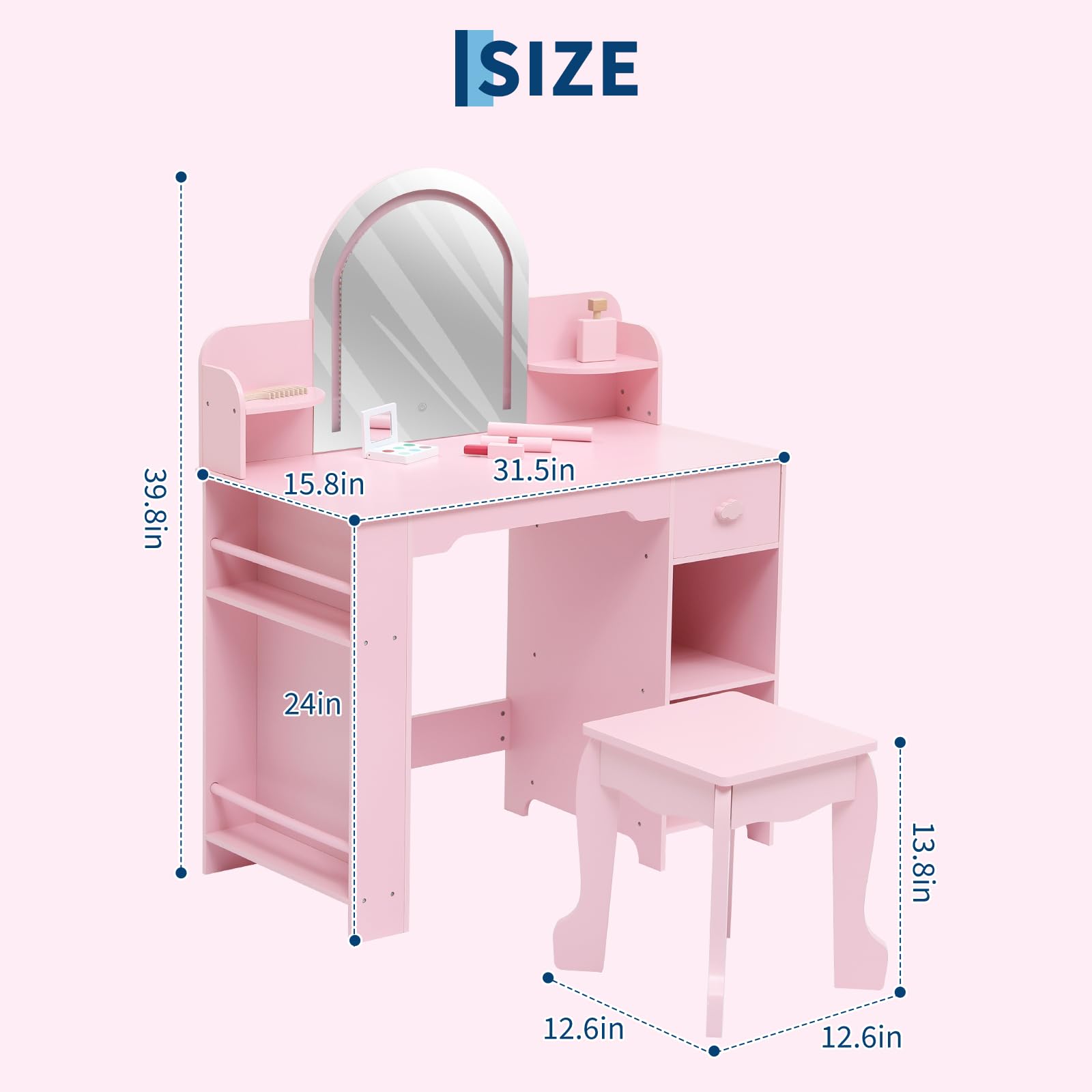 SIZE  
39.8in x 15.8in x 31.5in  
24in x 13.8in x 12.6in x 12.6in