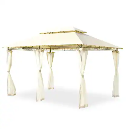 Front. Kadyn - 10 Feet x 13 Feet Tent Canopy Shelter with Removable Netting Sidewall-Beige, Outdoor Gazebo Party Tent Canopy Tent.