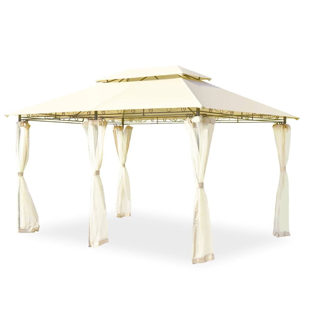 Front. Kadyn - 10 Feet x 13 Feet Tent Canopy Shelter with Removable Netting Sidewall-Beige, Outdoor Gazebo Party Tent Canopy Tent.