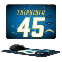 Keyscaper - Tuli Tuipulotu Los Angeles Chargers Wireless Charger and Mouse Pad - Black