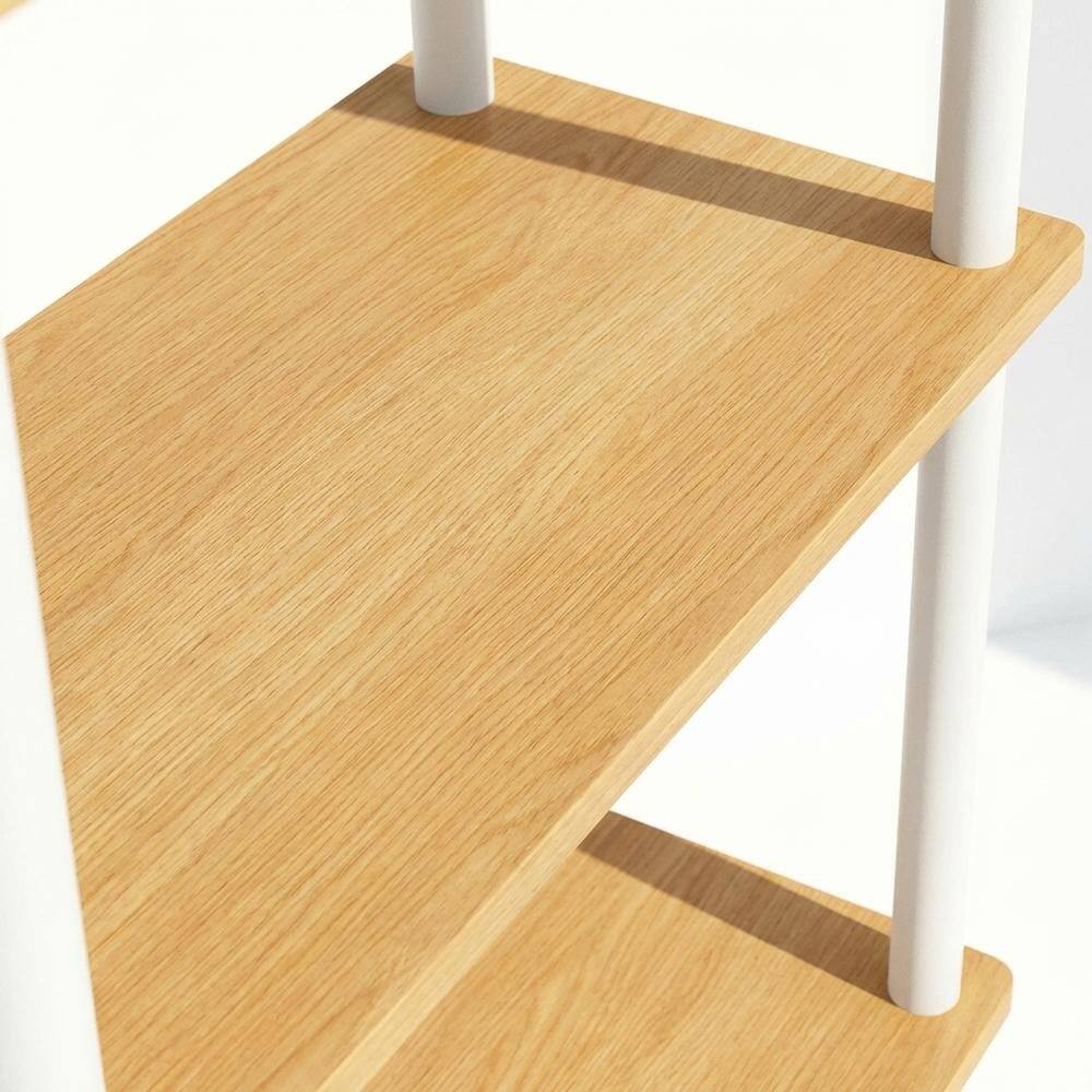 Alt View 1. FurniFact - Wooden Bookcase with Open Shelving for Modern Storage and Display - Beech/White.