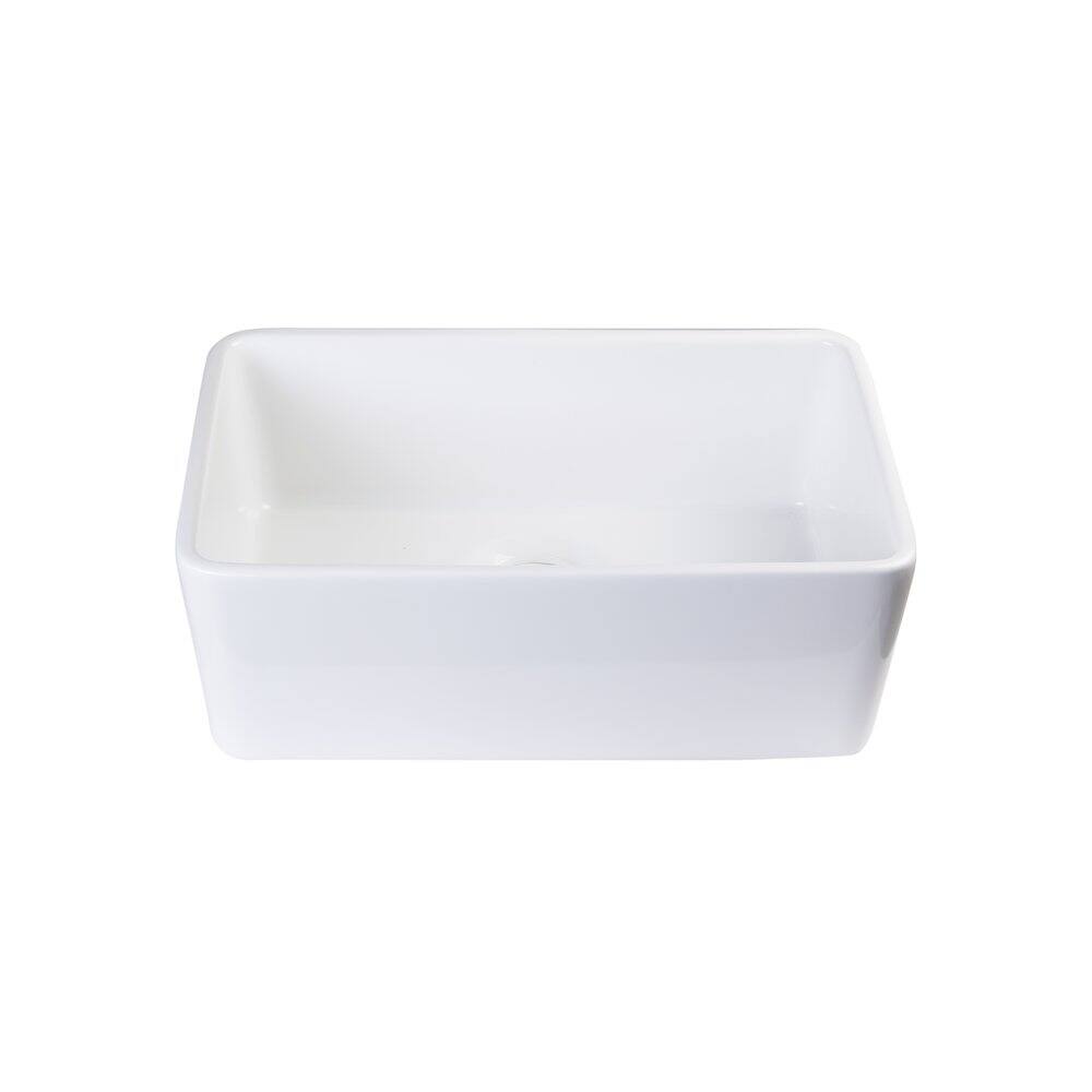 Alt View 2. Alfi - ALFI brand White 23 Smooth Apron Fireclay Single Bowl Farmhouse Kitchen Sink - White.