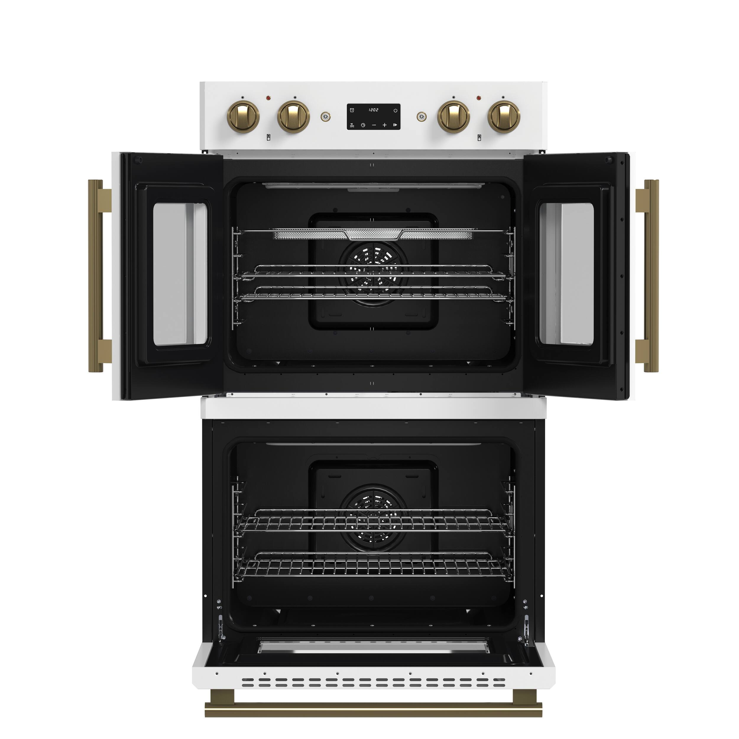 Alt View 13. Forno Appliances - Asti 7.36 Cu. Ft. Electric Double Wall Oven with Upper French Doors and Antique Brass Accents - White.