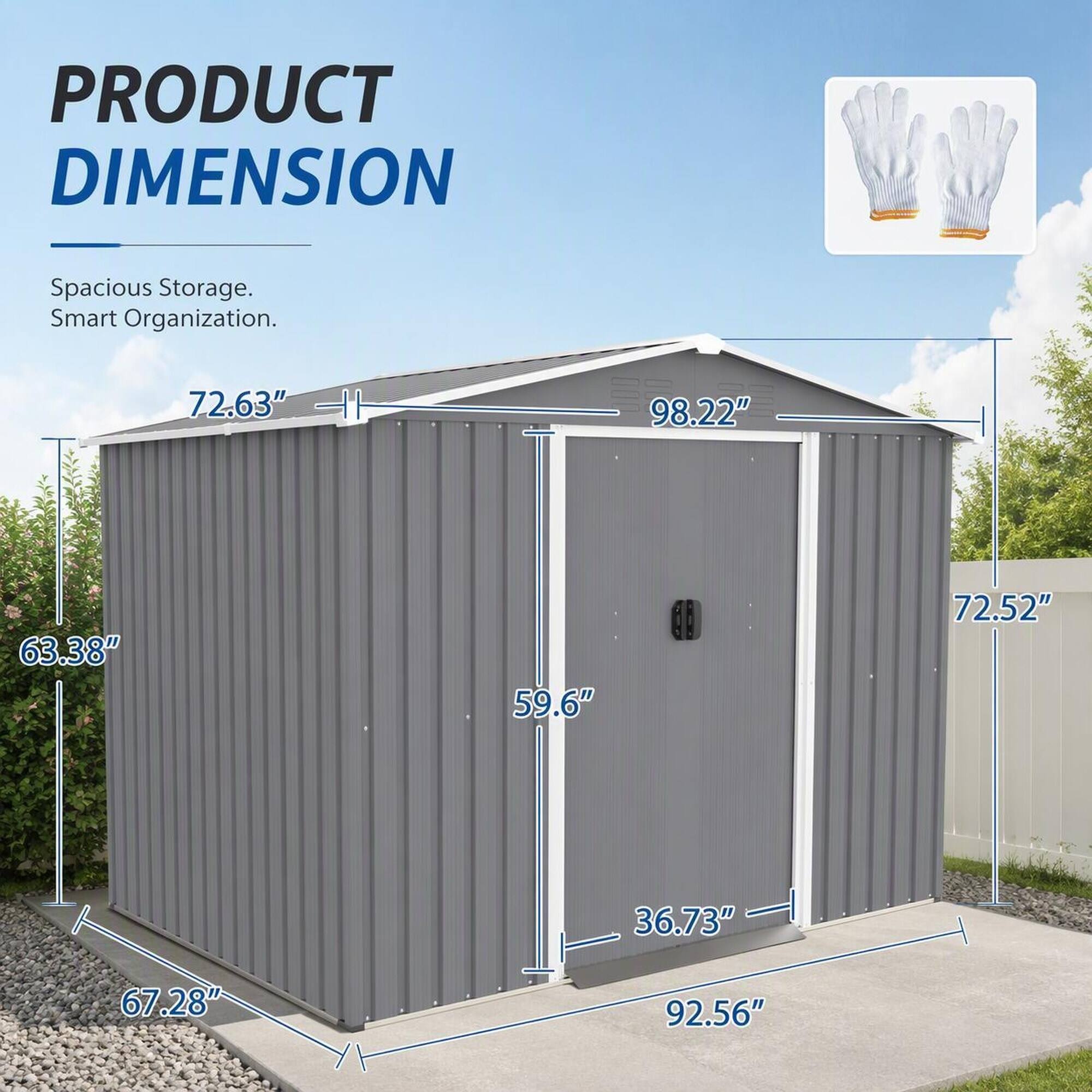 PRODUCT DIMENSION  
Spacious Storage. Smart Organization.  
72.63"  
98.22"  
63.38"  
59.6"  
72.52"  
36.73"  
67.28"  
92.56"
