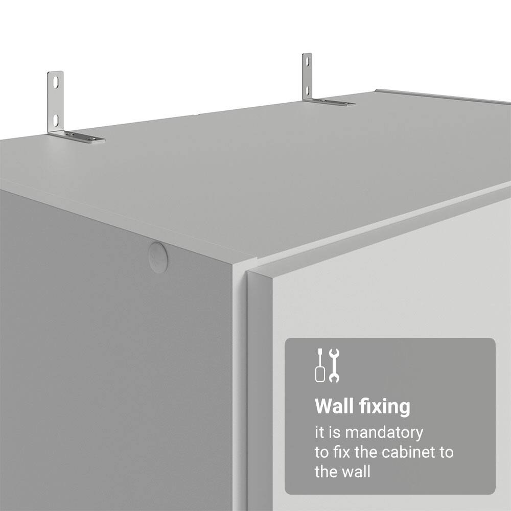 Wall fixing  
it is mandatory to fix the cabinet to the wall