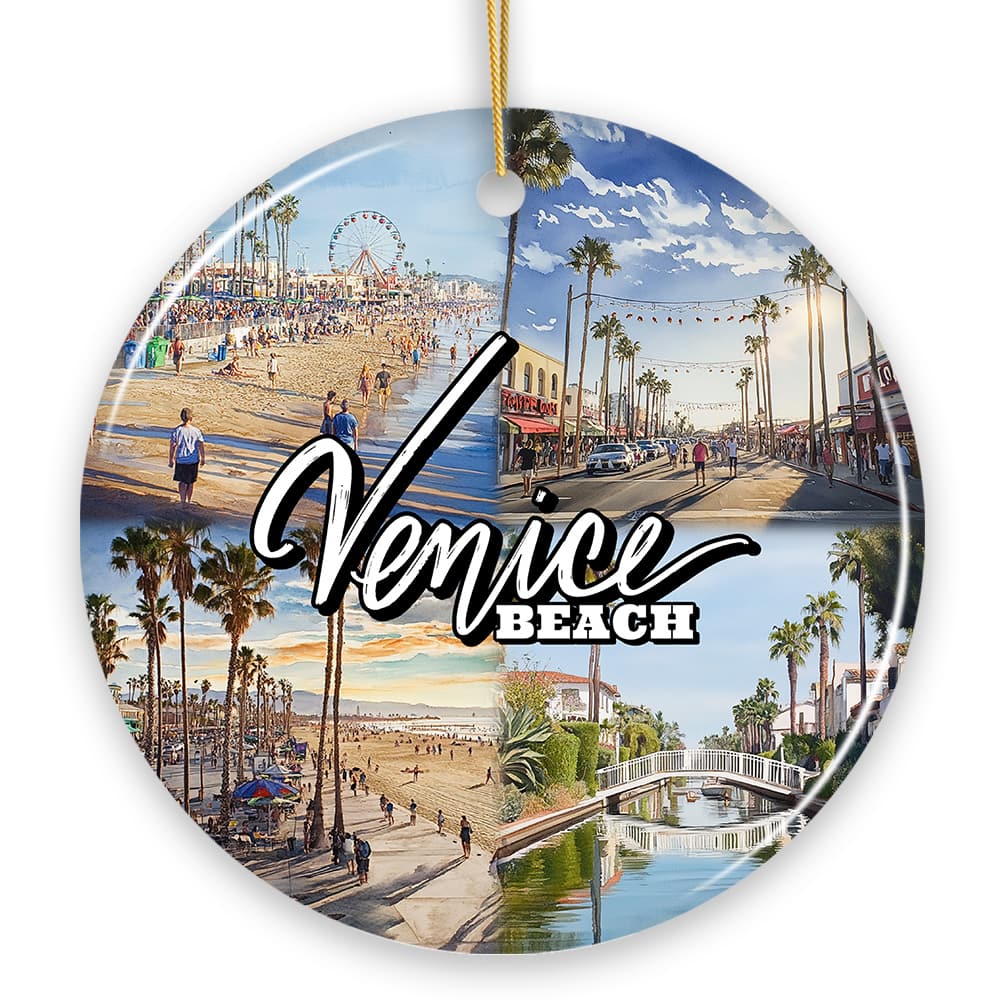 OrnamentallyYou - Vibrant Venice Beach Ornament, Californian Coastal Urban Christmas Gift and Keepsake (Version 2) - Multi-colored