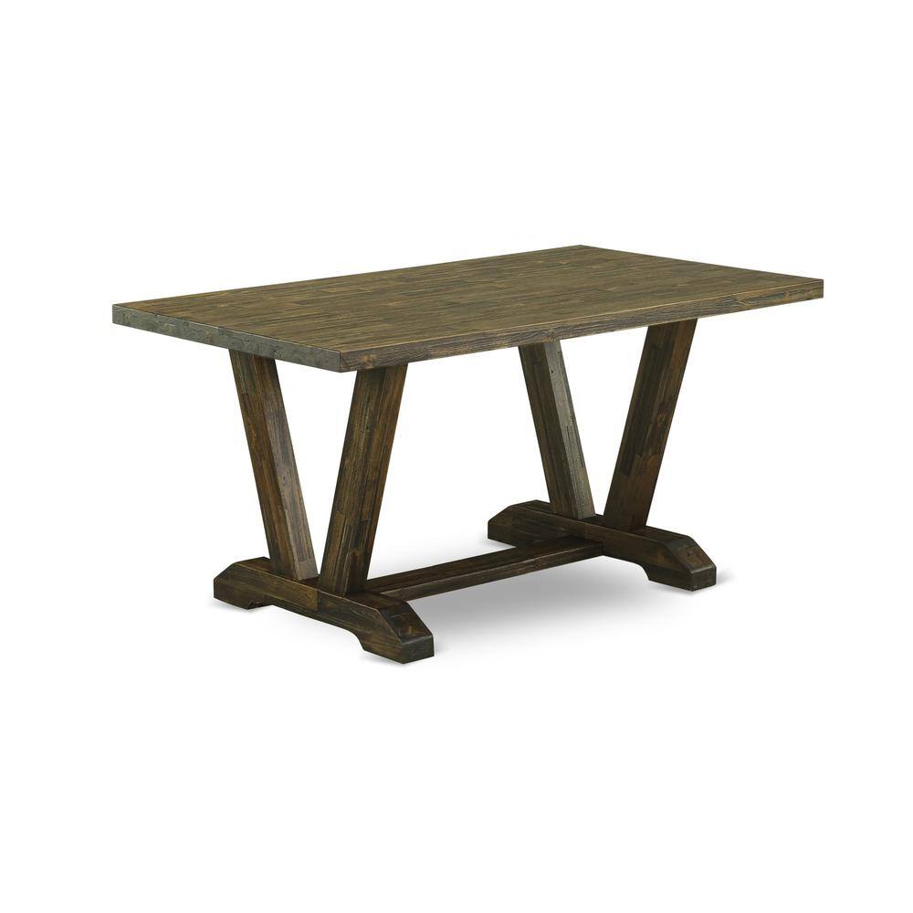 Back. East West Furniture - East West Furniture V-Style Kitchen Dining Rectangle Wooden Table Top with Stylish Legs - Brown.