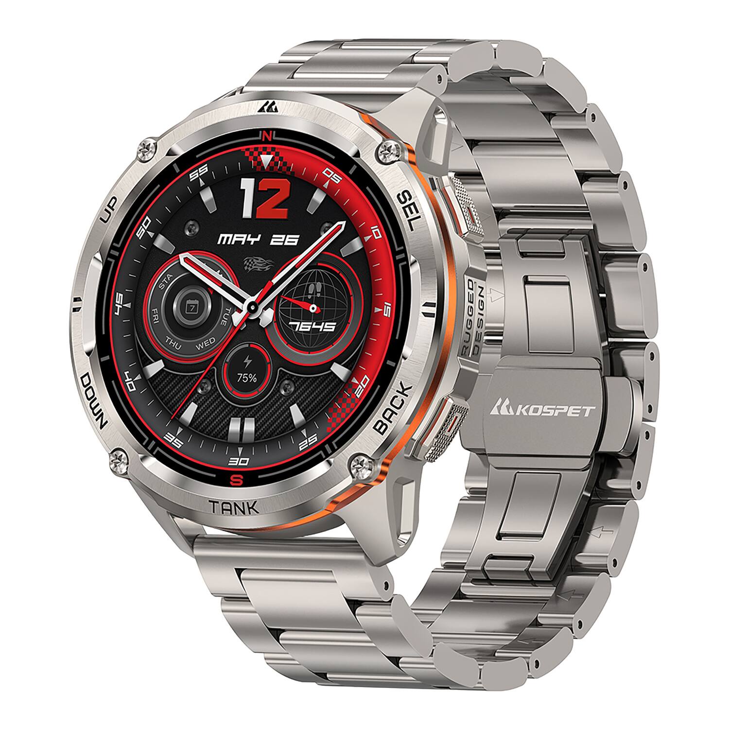 KOSPET - P-TUS002-S TANK T3 Ultra 2 1.43-In. AMOLED GPS Smartwatch with Stainless Steel Band (Silver) - Silver - (2025)