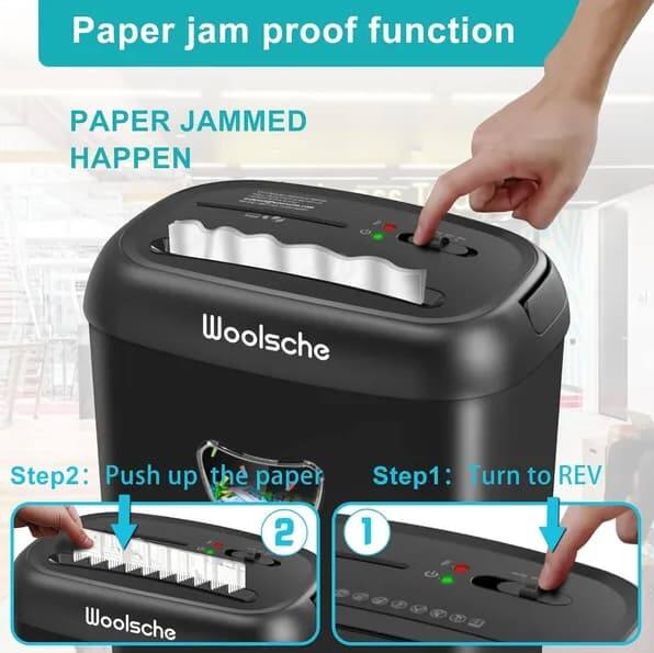 Paper jam proof function

PAPER JAMMED HAPPEN

Step1: Turn to REV 2

Step2: Push up the paper

Woolsche
