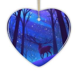 OrnamentallyYou - Magical Forest Winter Deer Christmas Ornament - Multi-colored