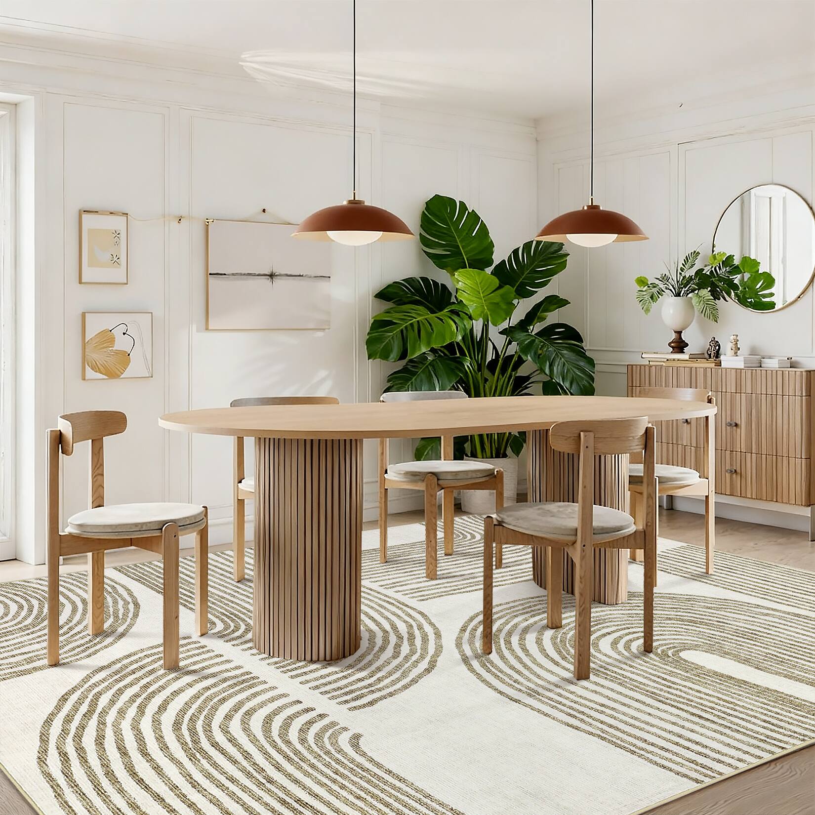 Alt View 2. GARVEE - Modern Abstract Machine Washable Non Slip Area Rug for Living Room Bedroom Ultra Thin Soft Foldable Rug for Playroom - Brown.