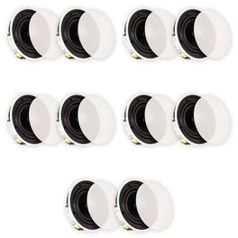 Theater Solutions by Goldwood - TSQ670 Flush Mount 70 Volt In Ceiling Speakers with 6.5" Woofers Quick Install 5 Pair Pack - Paintable White