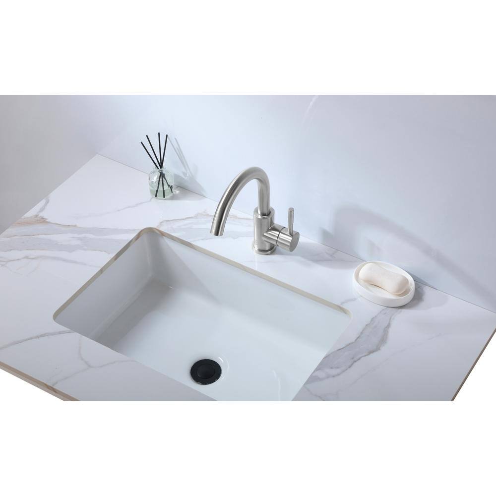 Alt View 9. Elegant Kitchen and Bath - Louis Single Hole Single Handle Bathroom Faucet in Brushed Nickel - Brushed Nickel.