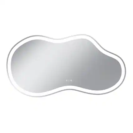 Front. Boyel Living - 32 x 60 in Cloud Shaped LED Wall Mirror with Adjustable Viewing Angle and Front Light.
