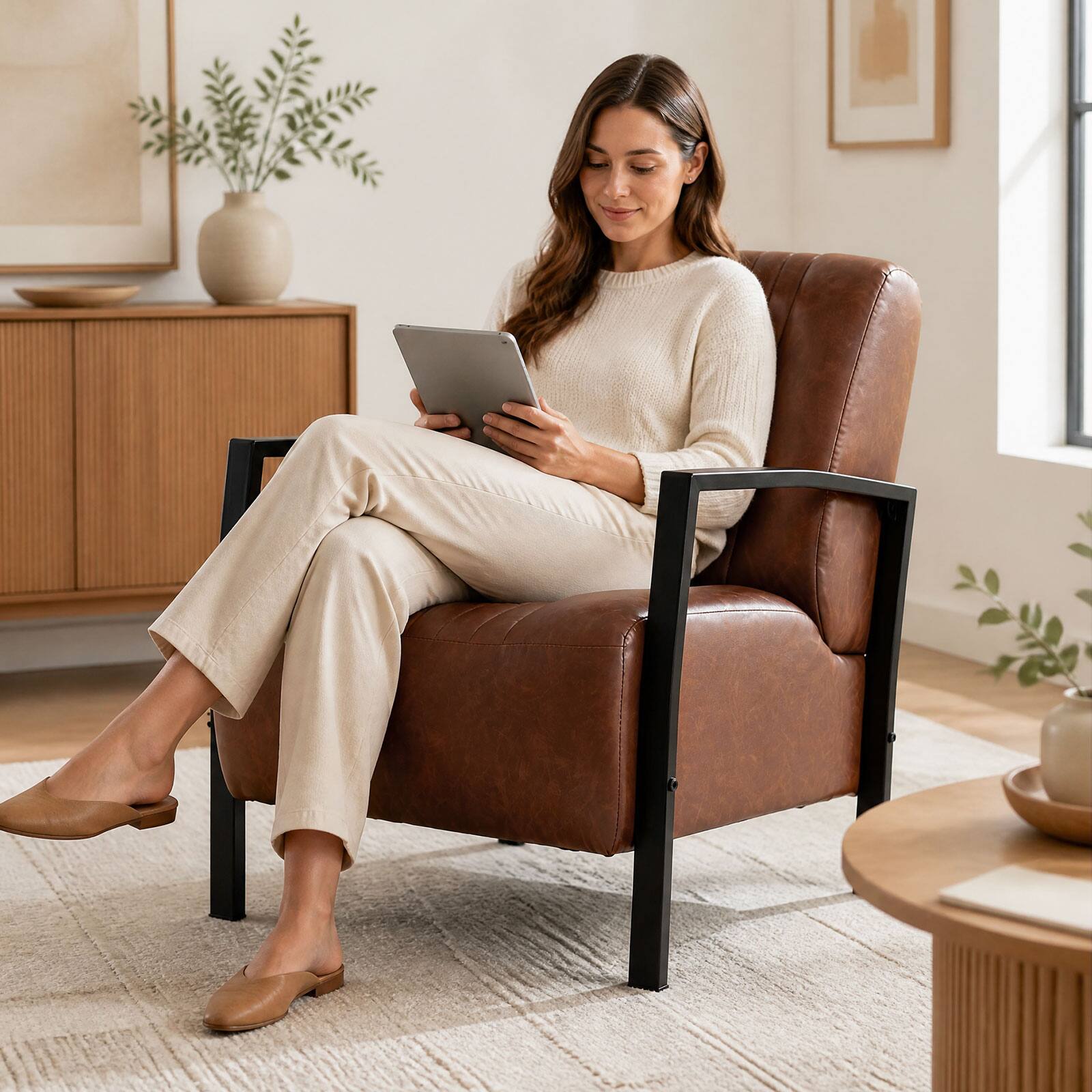 Alt View 3. Costway - Costway 2 PCS Accent Chair with Metal Frame, Padded Seat & Back for Living Room, Office - Brown.