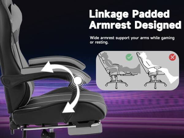 Linkage Padded Armrest Designed  
Wide armrest support your arms while gaming or resting.