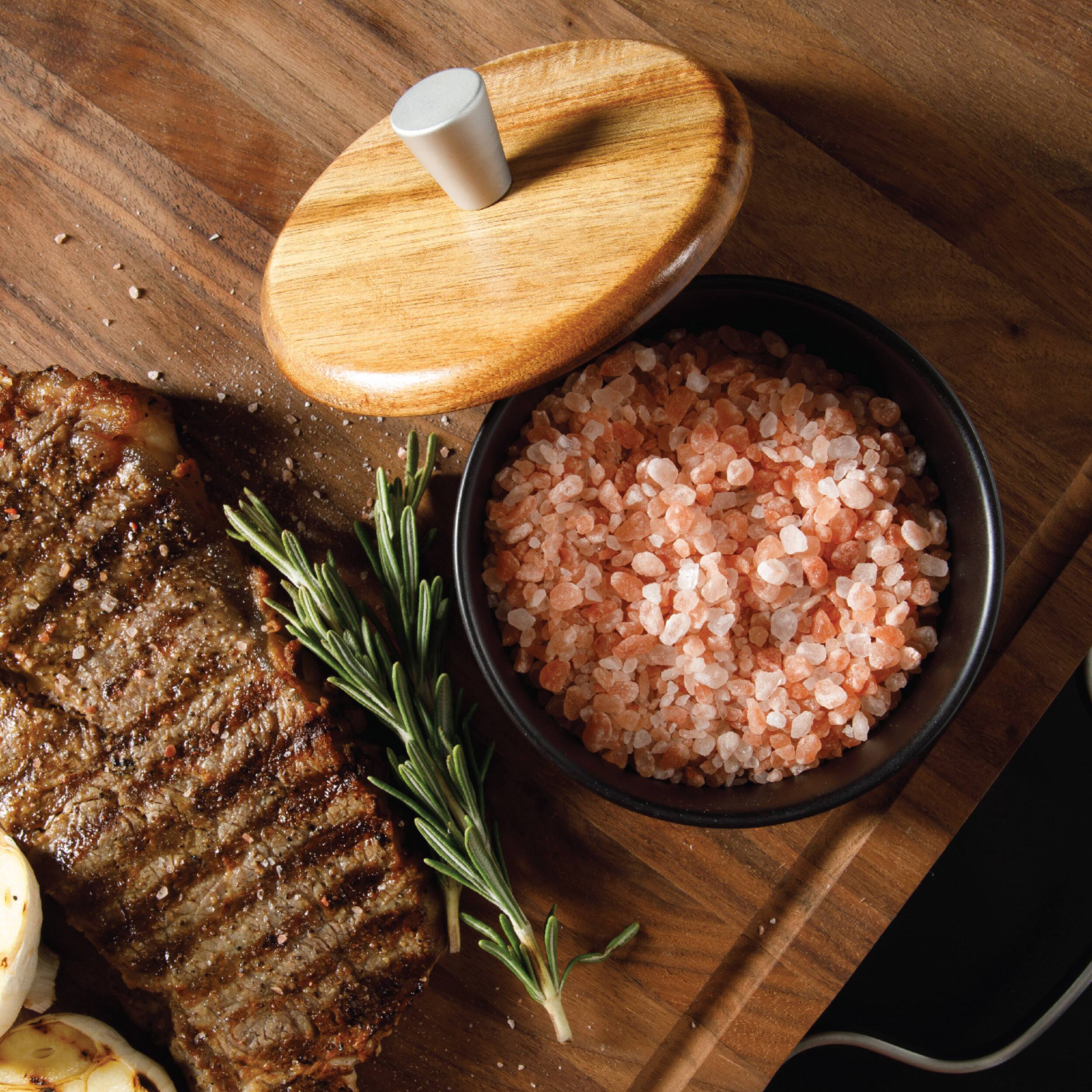 Alt View 1. Babish - Babish 9 Ounce Round Stoneware Salt Cellar with Acacia Wood Lid in Black - Black.