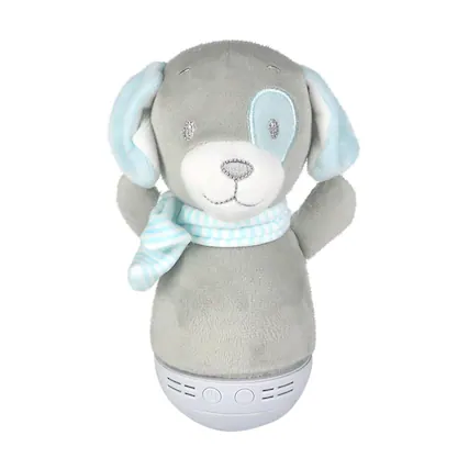Front. Jupiter Creations - CosyCozy 7 Inch Plush Tumbler Lamp | Puppy - Grey.