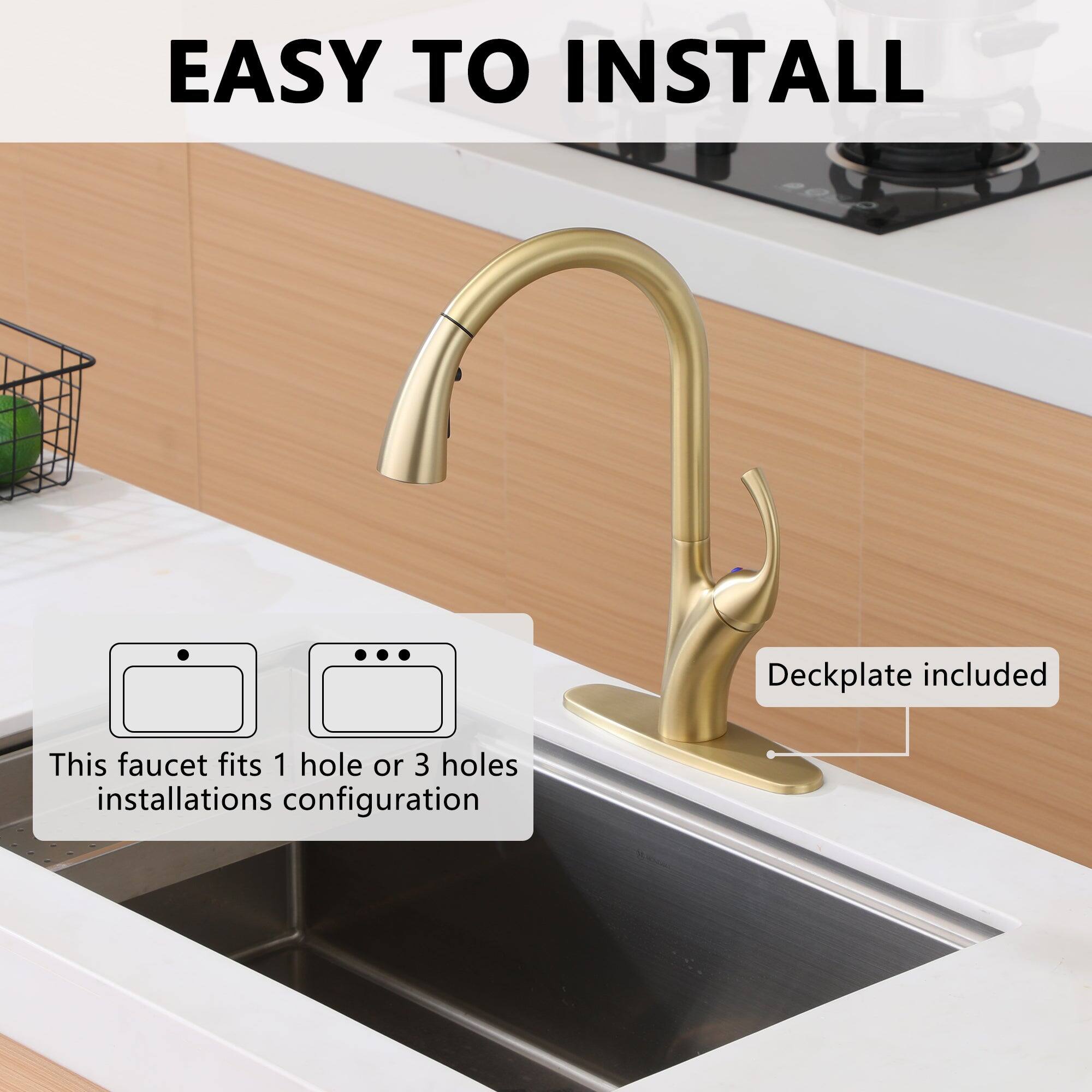 EASY TO INSTALL
Deckplate included
This faucet fits 1 hole or 3 holes installations configuration