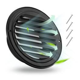 VEVOR - 6 in Wall Vent Cover,Louvered Round AC Vent Gable Cover,Premium Stainless Steel&with Built-in a Protection Screen,2 Pack - Black