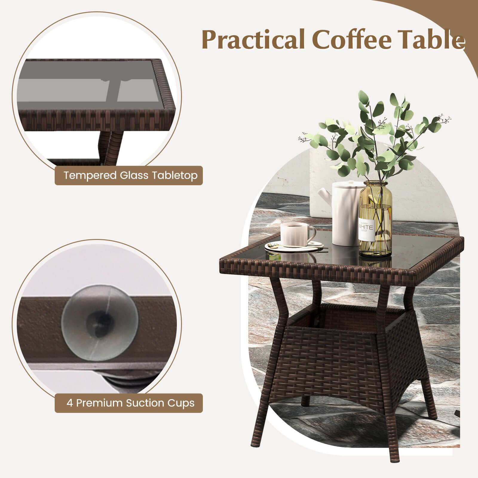 Practical Coffee Table

- Tempered Glass Tabletop
- 4 Premium Suction Cups