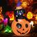 Front. Costway - 5 FT Tall Halloween Inflatable Décor Black Cat Sitting in Pumpkin w/ LED Lights - Orange/Purple.