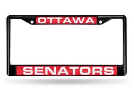 Rico Industries - Ottawa Senators Black Metal Laser Cut License Plate Frame - Multi