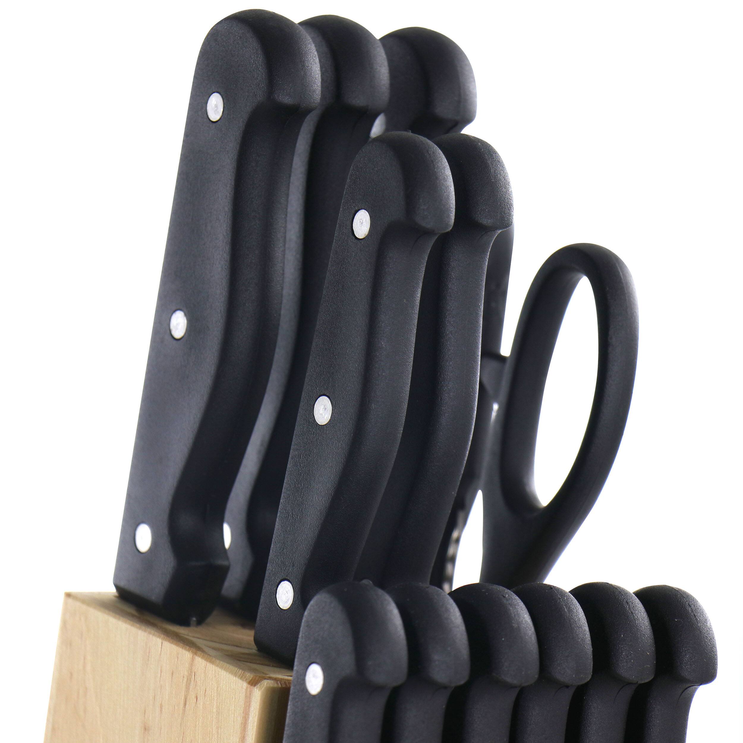 Alt View 3. Gibson - Gibson Home Westover 13 Piece Stainless Steel Cutlery Set in Black with Wood Storage Block - Black.
