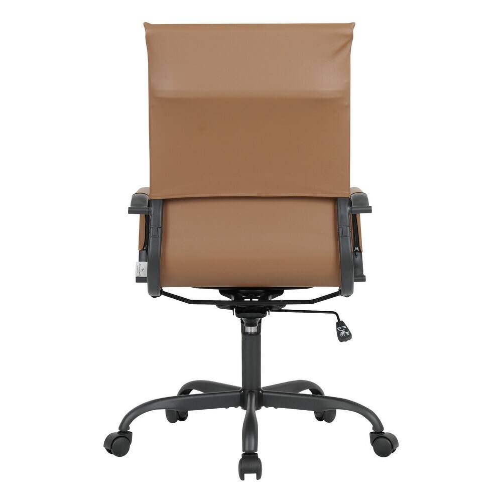 Alt View 7. LeisureMod - Harris Ergonomic High-Back Office Chair Leather Upholstery, Adjustable Swivel, Tilt, and Black Iron Frame - Light Brown.