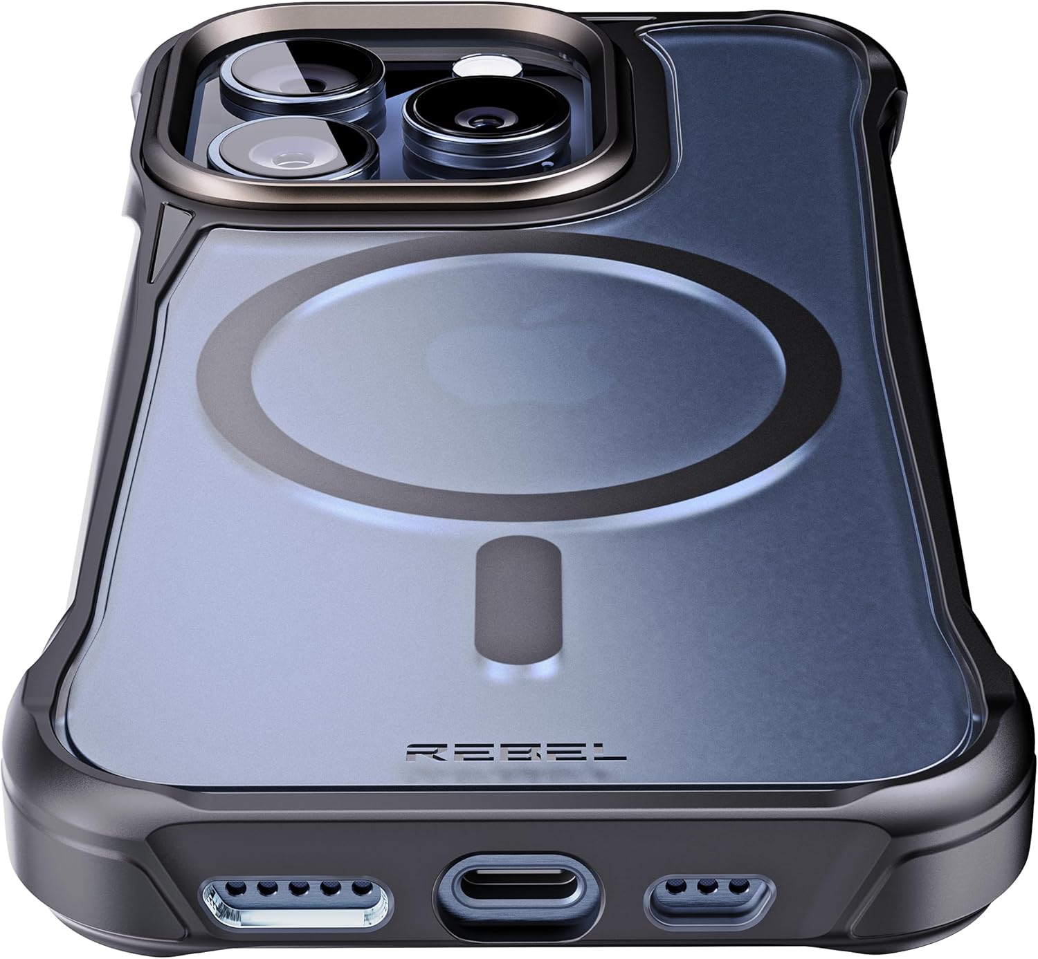 Alt View 1. Rebel - Rebel - Frosted FLEX Series Case For Apple iPhone 15 Pro - Black/Matte Clear - Black/Matte Clear.