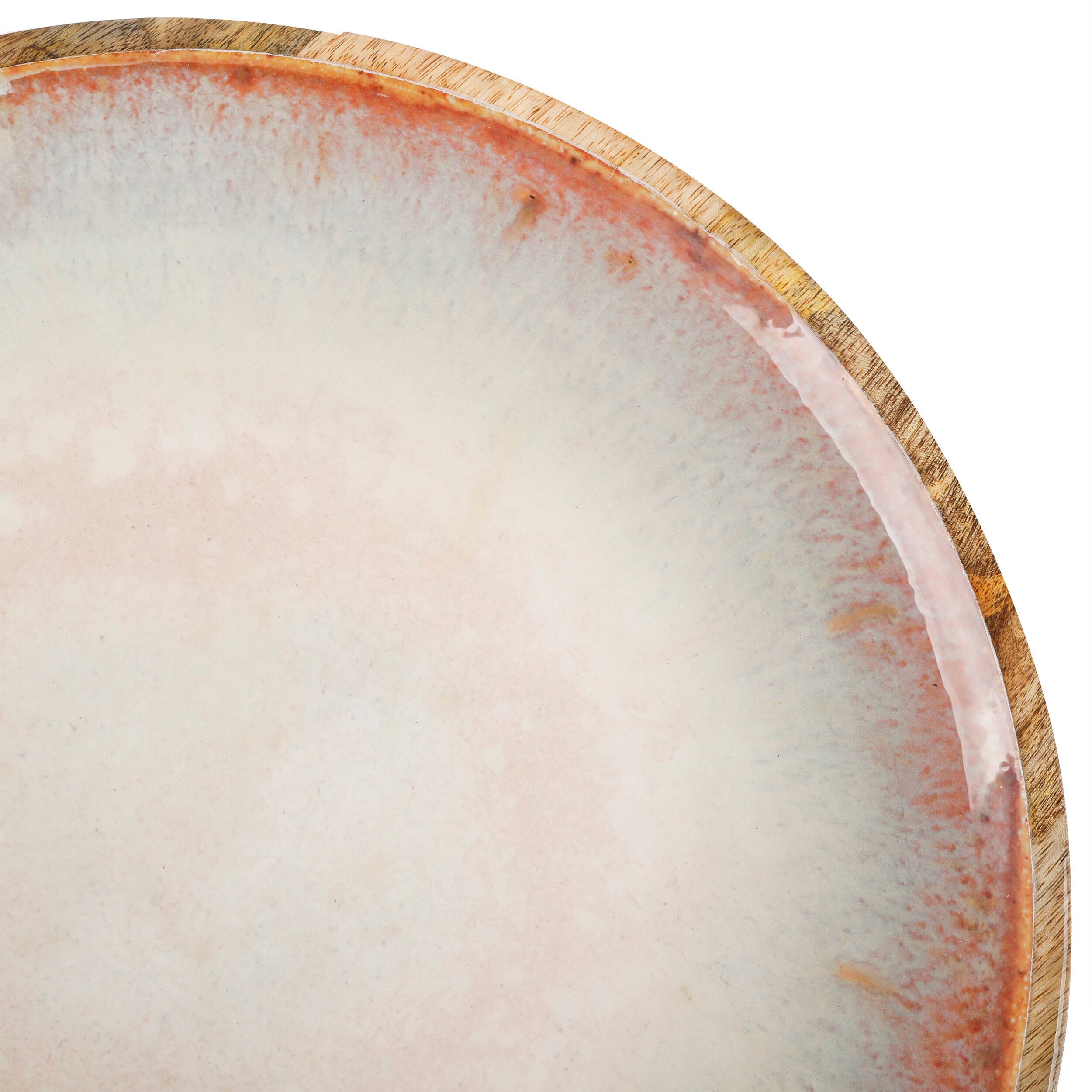 Alt View 3. Cravings By Chrissy Teigen - Cravings By Chrissy Teigen 15.9 Inch Round Enameled Mango Wood Platter in Blush - Grey.