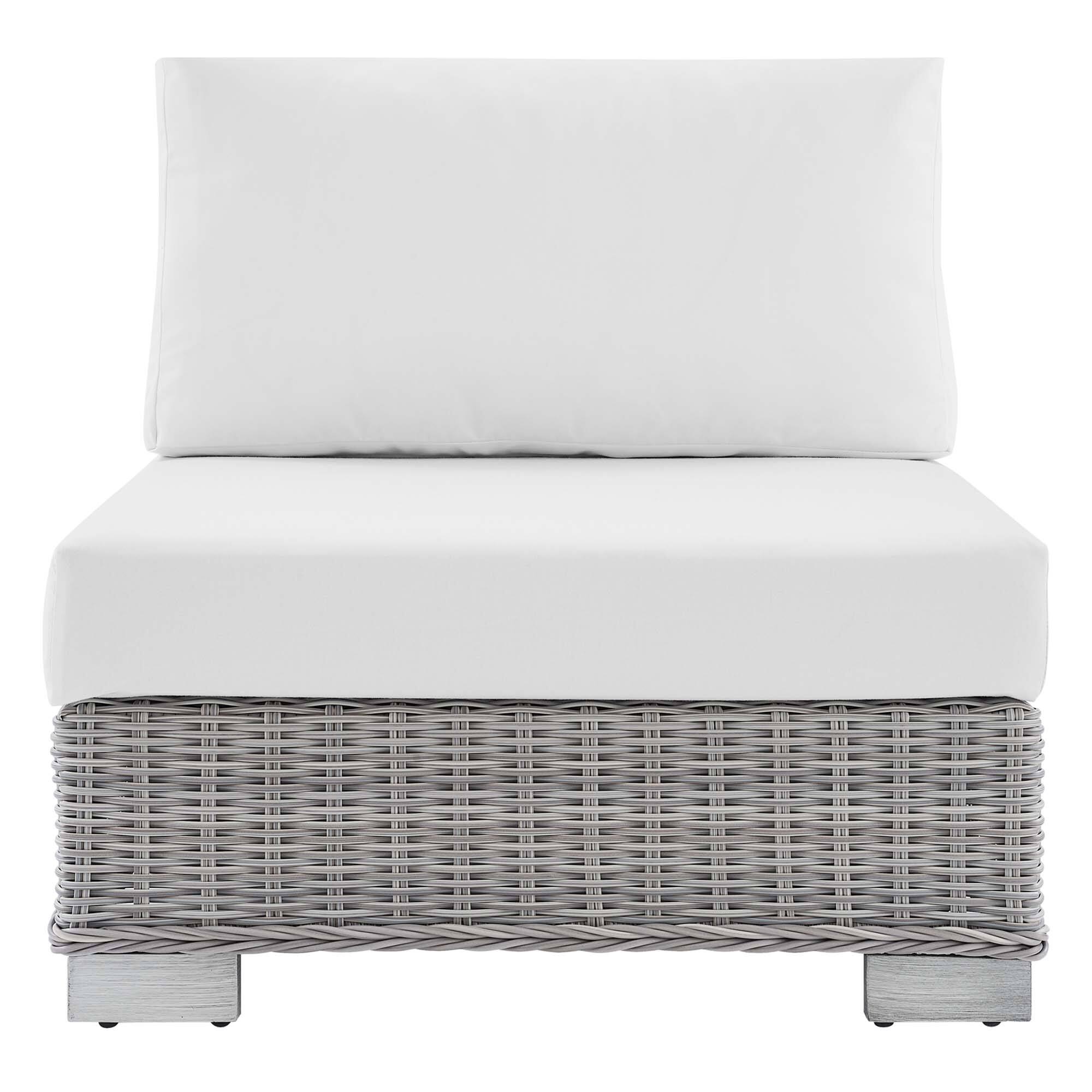 Alt View 4. Modway - Conway Sunbrella® Outdoor Patio Wicker Rattan Armless Chair by Modway - Light Gray White.