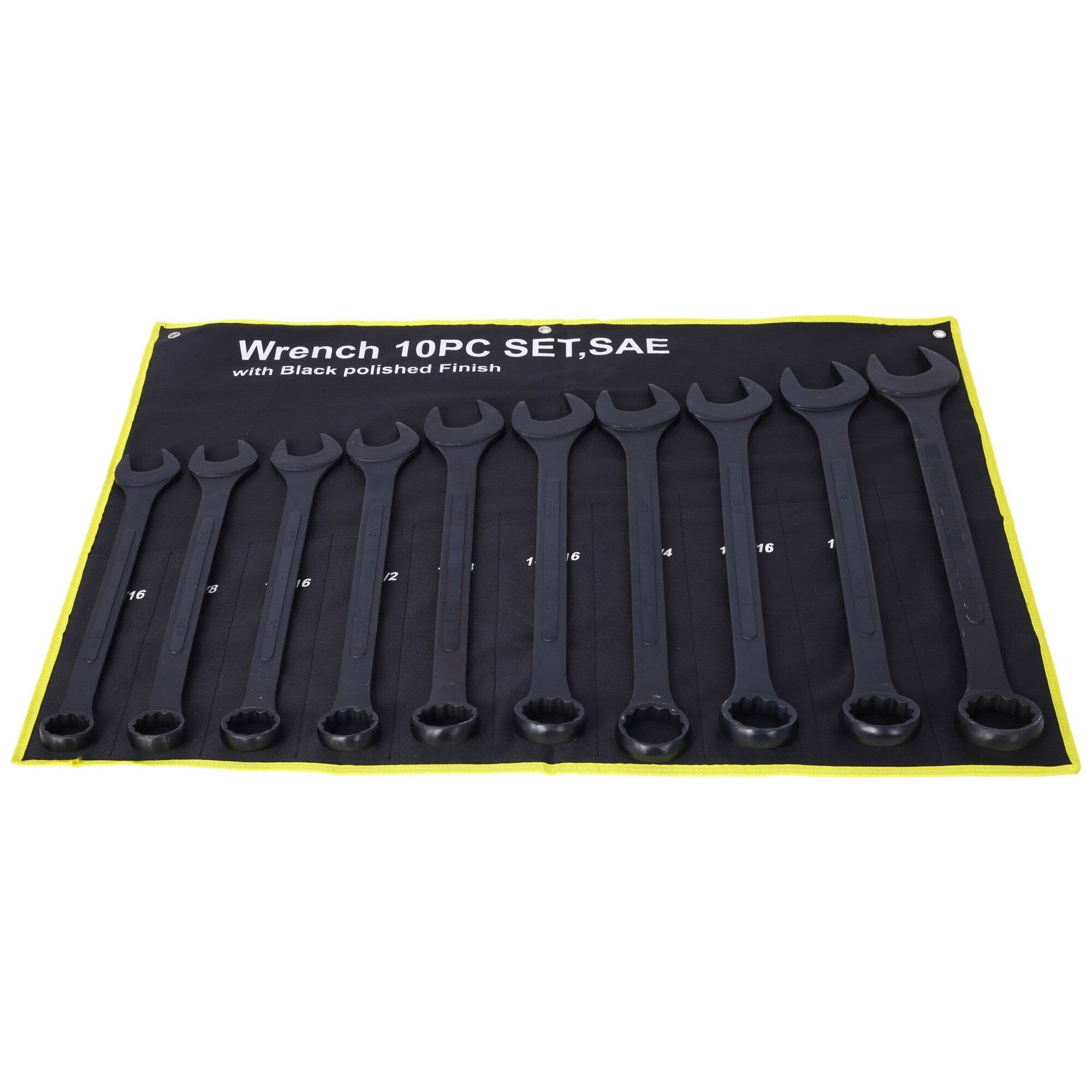 Wrench 10PC SET, SAE with Black polished Finish
