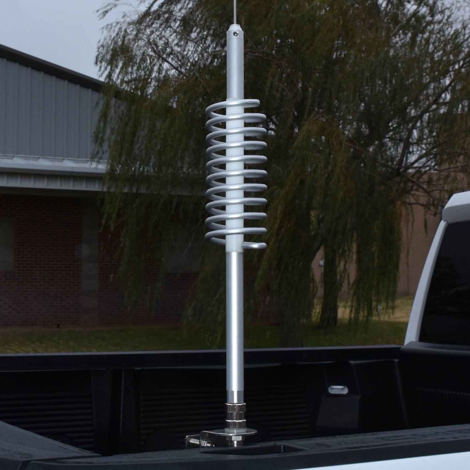 Left. Tram - TramCat TC-6 15,000-Watt Trucker Aluminum CB Antenna 35.5" Stainless Steel Whip, 6" Shaft - Silver.