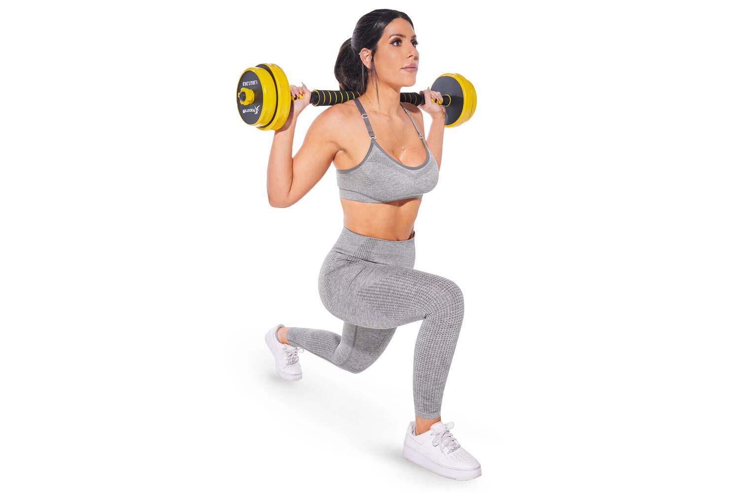 Alt View 2. ProsourceFit - ProsourceFit Adjustable Dumbbells and Barbell Set, 33 lbs - Yellow.