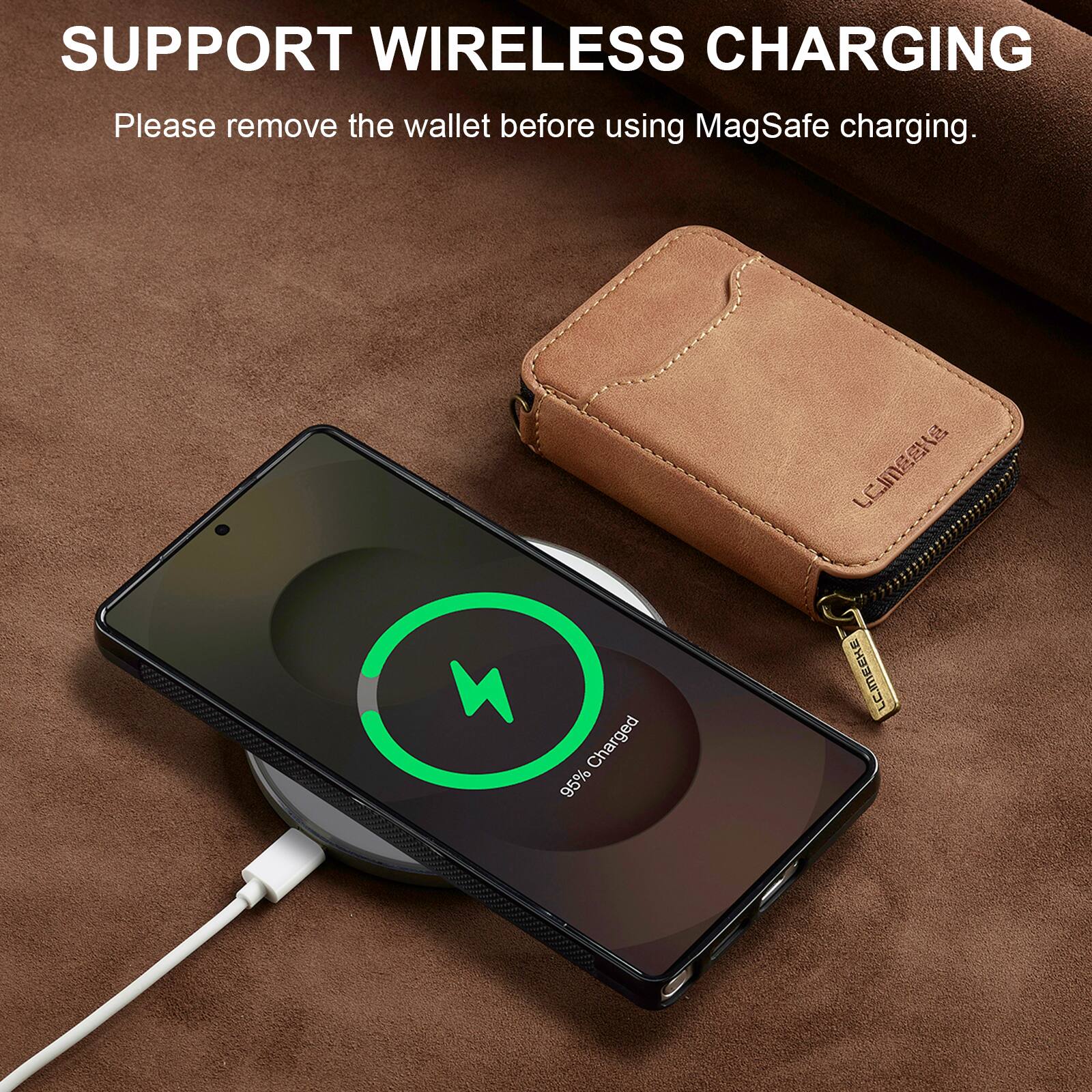 SUPPORT WIRELESS CHARGING  
Please remove the wallet before using MagSafe charging.  

Charged 95%
