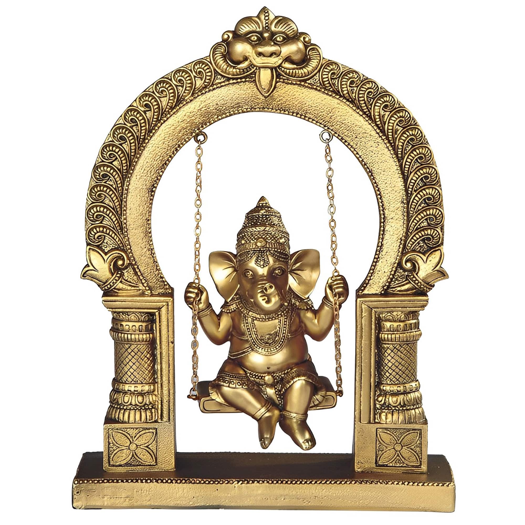 FC Design - 10"H Ganesha on Swing Figurine Statue Desk Tabletop Home Decor Gift - Multi-Color