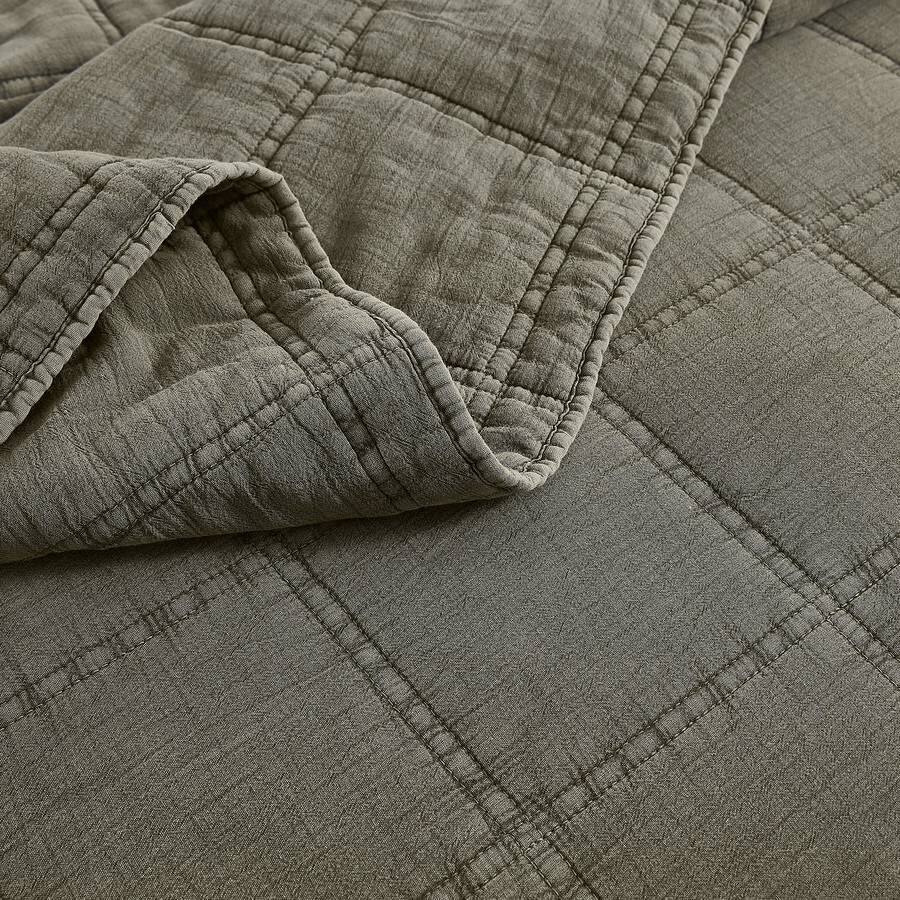 Alt View 1. Hivvago - King/California King 3-Piece Sage Green Faded Stone Washed Cotton Quilt Set - Sage Green.