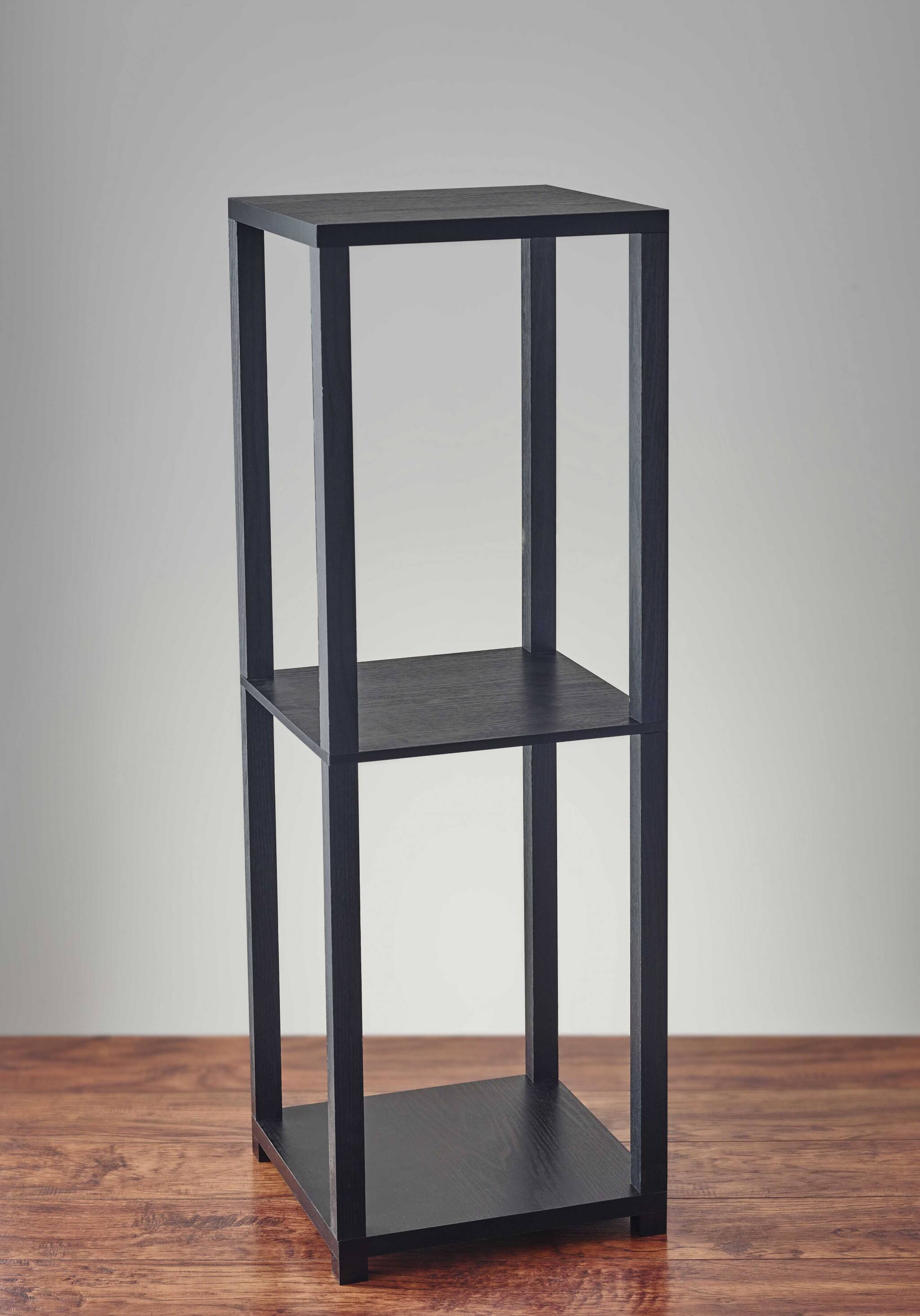 Alt View 4. Hivvago - Hivvago 35 Inch Solid Wood Square End Table With Two Shelves - Black.