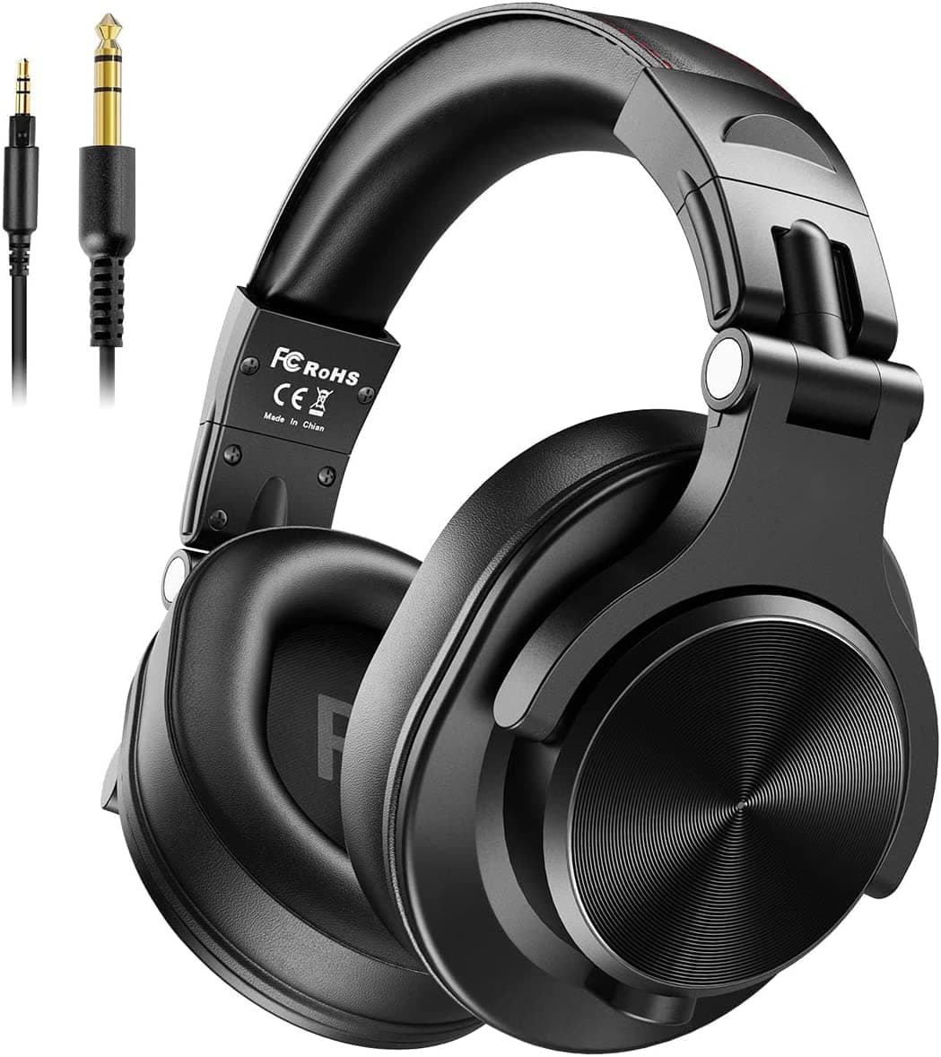GlowWise - Hi-Res Studio Headphones with SharePort, Monitoring, Foldable, 3.5/6.35mm Jack for PC/DJ/Guitar - Black