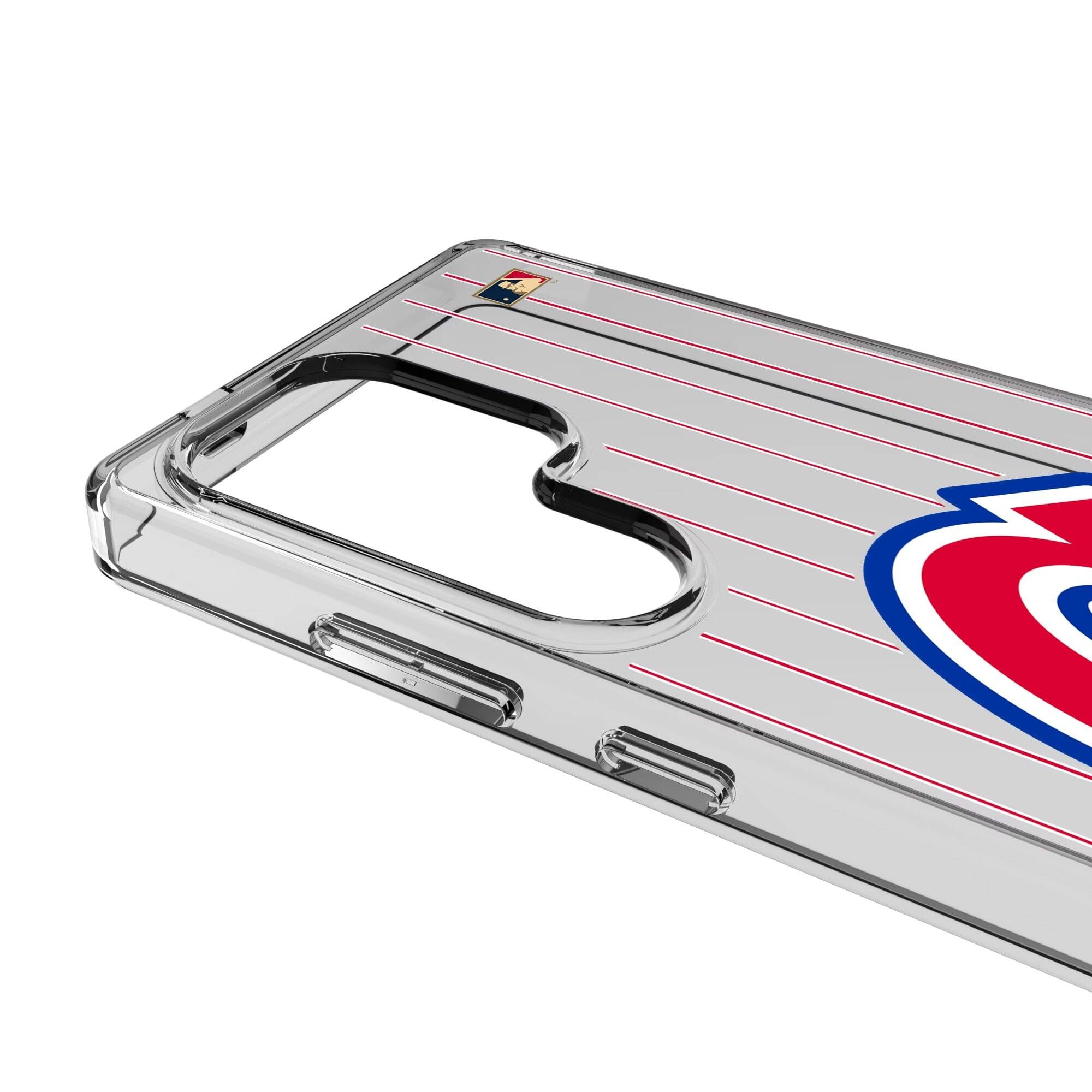 Alt View 2. Keyscaper - Atlanta Braves 1972-1980 Cooperstown Pinstripe Galaxy Clear Case - S25 Ultra - Multicolor.