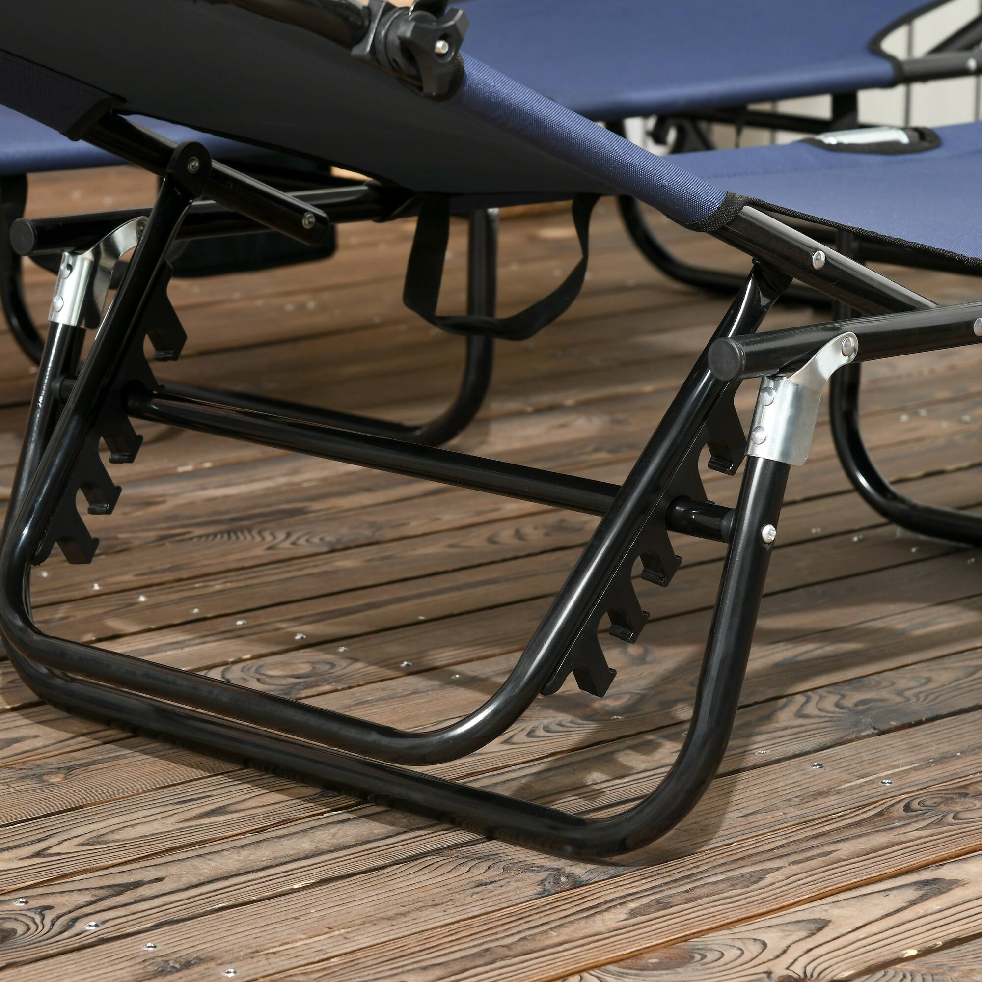 Alt View 7. Outsunny - Lounge Pool Lounge Chairs Set of 2,Outdoor Sun Tanning Chairs,Reclining Back - Dark Blue.
