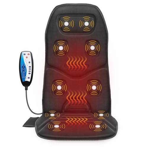 Front. DORLUKFU - Back Massager Seat Cushion with Heat,10 Vibration Motors, Massage Chair Pad,Chair Massager for Pain Relief at.