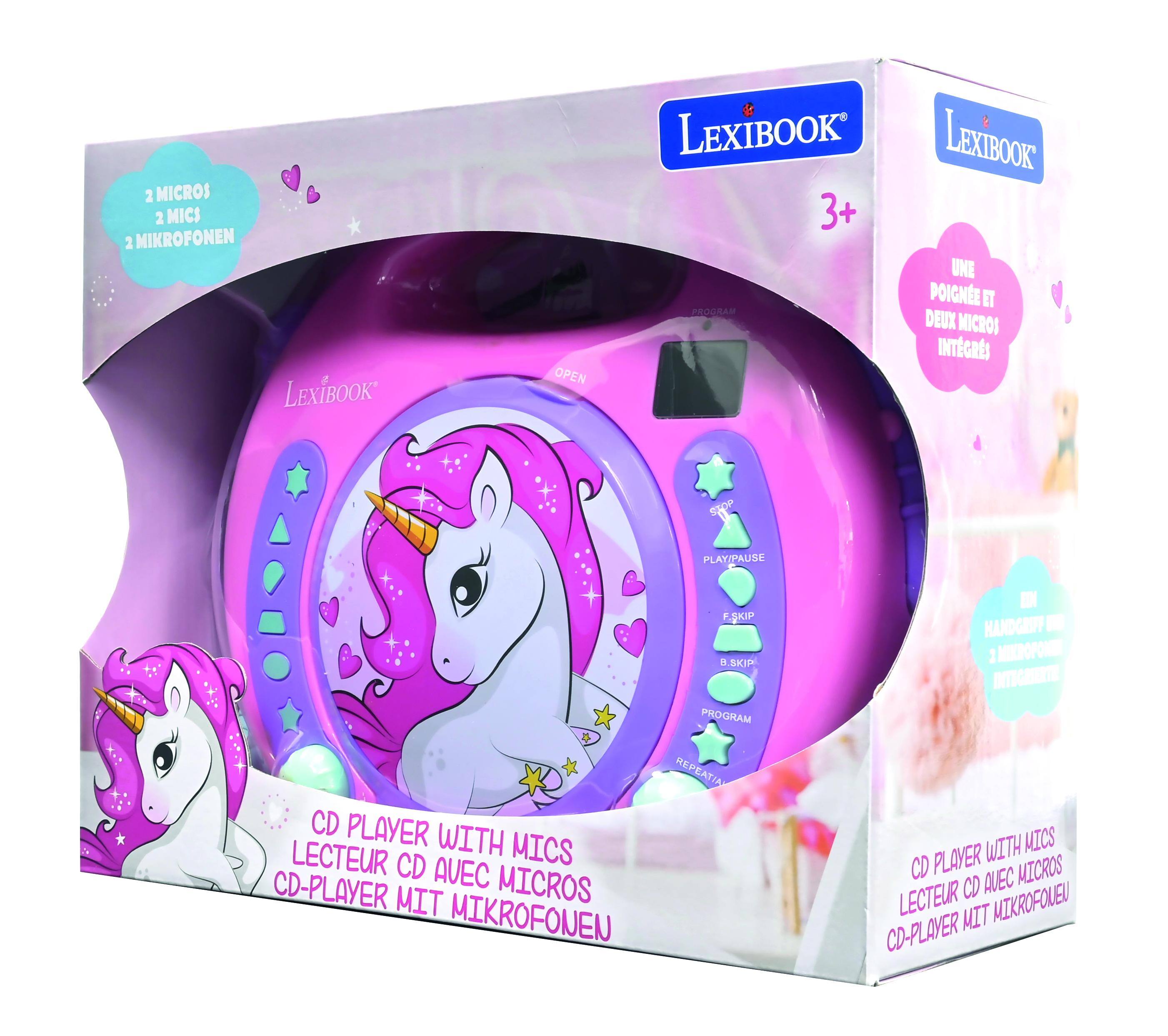 2 MICROS  
2 MICS  
2 MIKROFONEN  

LEXIBOOK OPEN  
LEXIBOOK 3+  

UNE POIGNEE ET PROGRAM DEUX MICROS INTÉGRÉS  

SAPR PLAY/PAUSE F SXIP a SKIP PROGRAM  

HANDGRIFF - 1 INTEGRIERTE REPEATIA CD PLAYER LECTEUR  

WITH MICS CD AVEC CD-PLAYER MIT MICROS MIKROFONEN  

CD PLAYER WITH MICS  
LECTEUR CD AVEC MICROS  
CD-PLAYER MIT MIKROFONEN