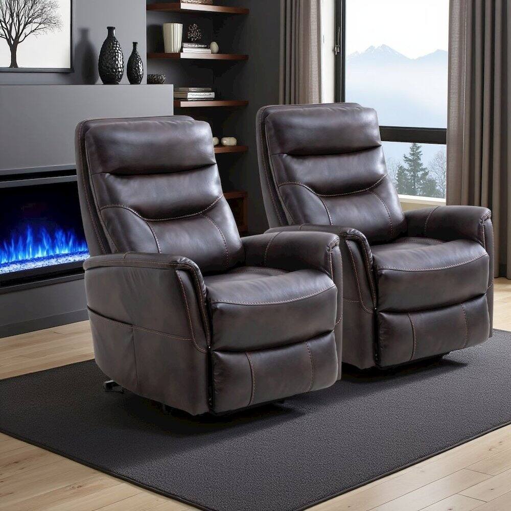 Back. Starlight Canyon Home - Truffle Recliner Chair Set of 2 – Power Lift Recliner with Headrest - Dark Brown.