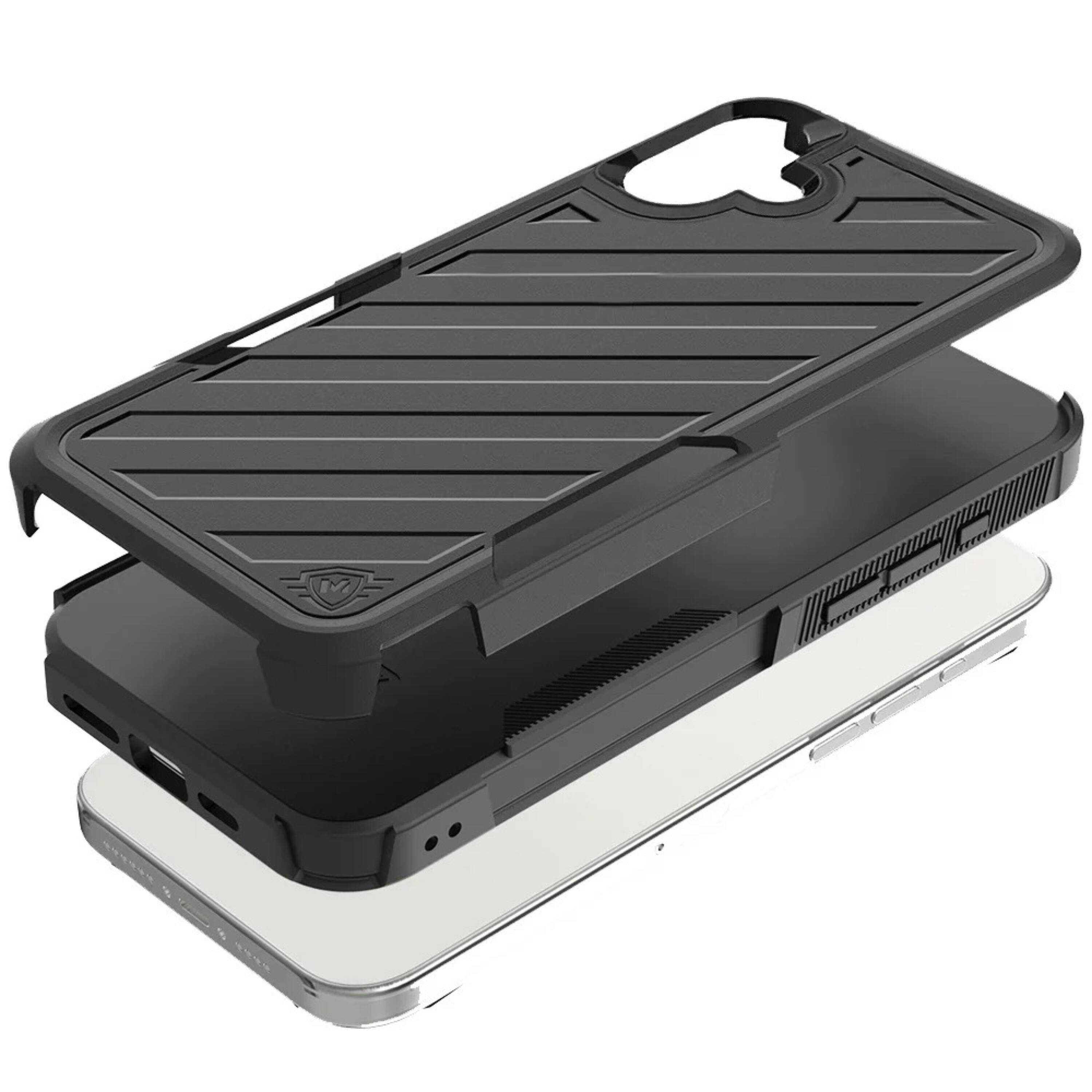 Angle. Kitcheniva - Shockproof Dual Layer Case For Iphone 16 Rugged Heavy Duty Cover Hot Pink Black - Hot Pink Black.